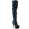 Pleaser - DELIGHT3004 Bottes cuissardes à plateforme - Vert/Noir Product image